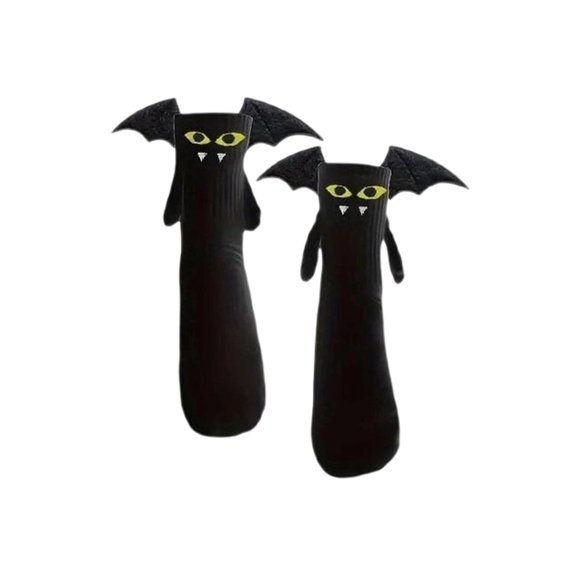 Halloween Hand In Hand Novelty Socks Magnetic Holding Hands Funny Ghost-Bat Family Matching Socks for Adult Bat