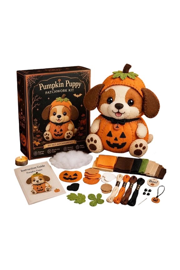 Halloween Hand Sewing Kit for Cute Ghost Friend Patchwork Craft Set with Pre-Printed Fabric Needle Thread Stuffing for Halloween Decor Beginner Sewing
