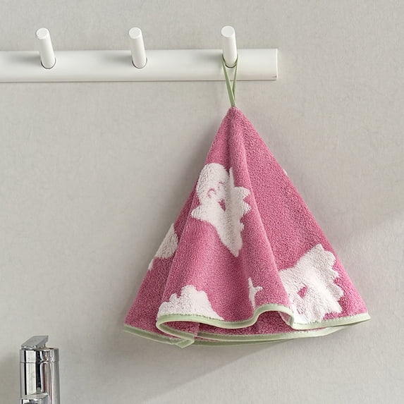 Halloween Hand Towel Round Ghost Design 19 Inch Soft Fleece Absorbent Kitchen Bathroom Decor Holiday Gift Pink Green Cute Spooky Towel