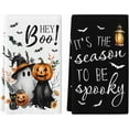 thumbnail image 1 of Halloween Hand Towel Set of 2, Hey Boo Hand Towels, 18x26 Inch, Scary Pumpkin Towel for Bathroom Home Kitchen, Soft Towel Fall Halloween Holiday Decoration, Black Cat Bats Decor Towels, 1 of 6