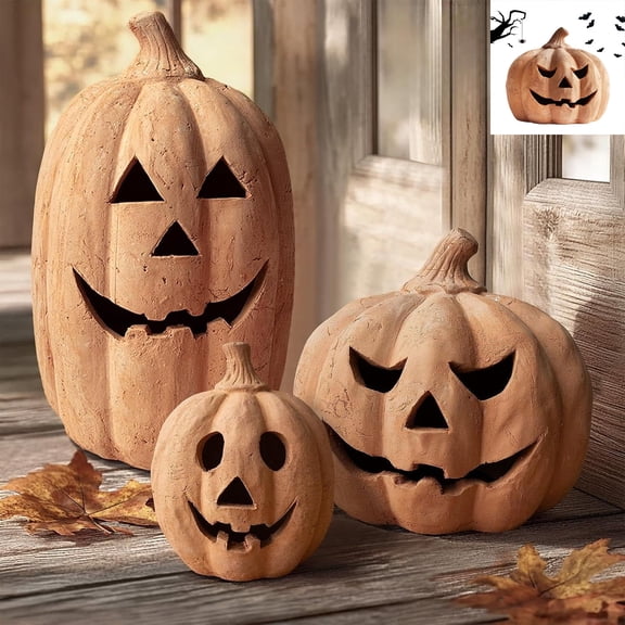 Halloween Handmade Pumpkin,Resin Pumpkin Fall Halloween Decorations Autumn Farmhouse Table Decoration for Home Porch Front Door Mantel Room(B)