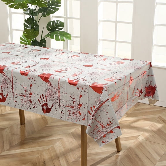 Halloween Handprint Table Cover Piece, Horror Theme Decorative Tablecloth, Bloody Handprint Disposable Cover, Holiday Party Table Linens, Must-Have Halloween Table Cover, Party Tabletop Protection