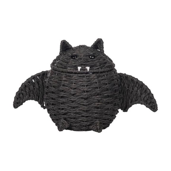 Halloween Handwoven Bat Trick or Treat Candy Basket Container, Cute Spooky Scary Premium Kitchen Table Tabletop Counter Candy Holder Metal Wire Decor Decoration Black