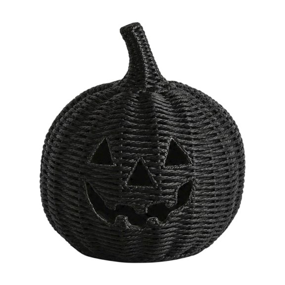 Halloween Handwoven Natural Vine Pumpkin Decoration 5.9-7.9 Inch Rattan Hollow Lantern Tabletop Centerpiece Rustic Fall Harvest Home Decor for Mantel Porch Party