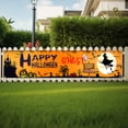 thumbnail image 1 of Halloween Hanging Banner Weather Resistant Holiday Yard Fence Banner With Grommets Happy Halloween Holiday Banner For Yard Home Indoor Outdoor Party Decoration(A-98"×19.68"), 1 of 3