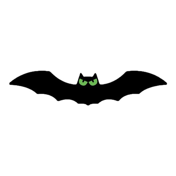 Halloween Hanging Bat Cutout Decorations - Set of Black Flying Bat Silhouettes with Green Eyes, Spooky Party Pendant for Tree Window Wall