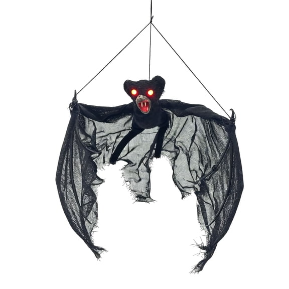 Halloween Hanging Bat Decoration, Spooky Light up Flying Bat Glowing Toy Prop for Haunted House Yard Tree Wall Ceiling Decor