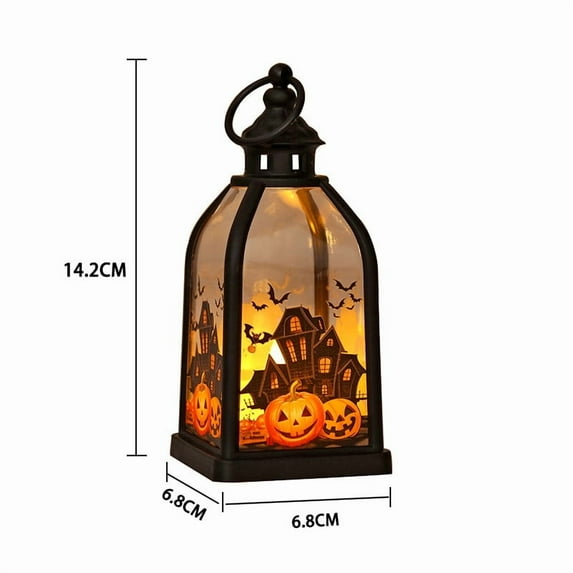 Halloween Hanging Black Lantern, Halloween Lantern with LED, Vintage Style Decorative Lantern for Halloween Decor, Wedding Decor, Home Camping Haunted House Bar Room Decor 5.6 Inch