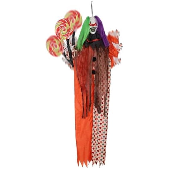 Halloween Hanging Clown Decorations Outdoor Scary Animated Clown Halloween Props with Creepy Sound, Motion Activated, Red Light Up Eyes for Indoor Outside Yard Holiday Dcor$$Garden & Patio