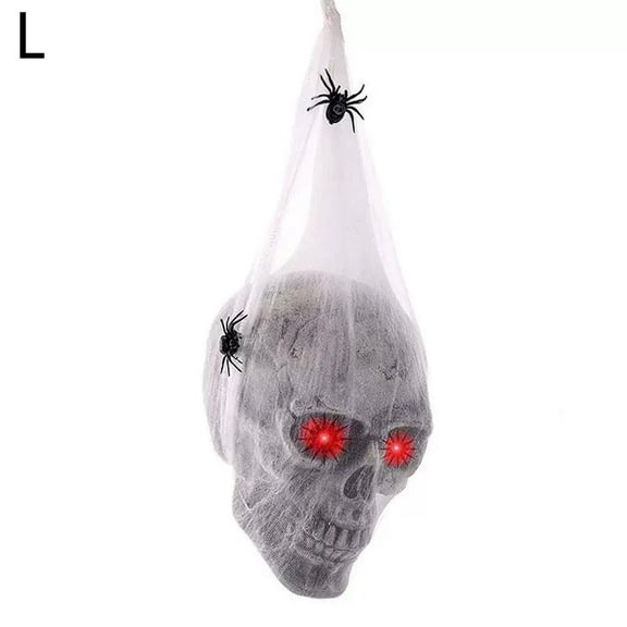 Halloween Hanging Decorations,Halloween Decorations Outdoor Hanging Skull with Light Up Eyes,Scary Haunted House Decor,Haunted House Props for Indoor Outdoor Home Hallomas Party