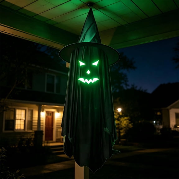 Halloween Hanging Decorations Outdoor, Hanging Spooky Ghost with Glowing Face in the Dark, Halloween Decorations Decor Outdoor Outside for Garden, Tree, Porch, Lawn
