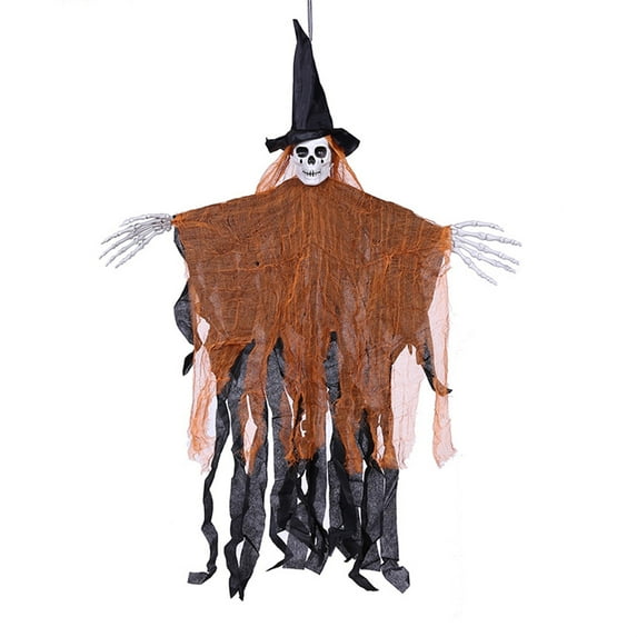 Halloween Hanging Ghost, 32 x 40 Inch Niyattn Hanging Halloween Skeleton Ghosts Decorations, Grim Reapers for Best Halloween Outdoor Decorations, Orange
