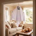 thumbnail image 1 of Halloween Hanging Ghost Decor, 25" White Ghost Pendant Ornaments,Outdoor Indoor Halloween Decor for Porch,Tree,Yard,Window,Garden,Spooky Flying Ghosts Props, 1 of 6