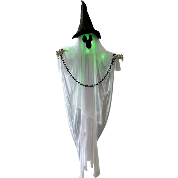 Halloween Hanging Ghost Decoration Sound Activated Glowing LED White Flying Spooky Phantom Haunted House Prop for Indoor Outdoor Party Ornament Supply