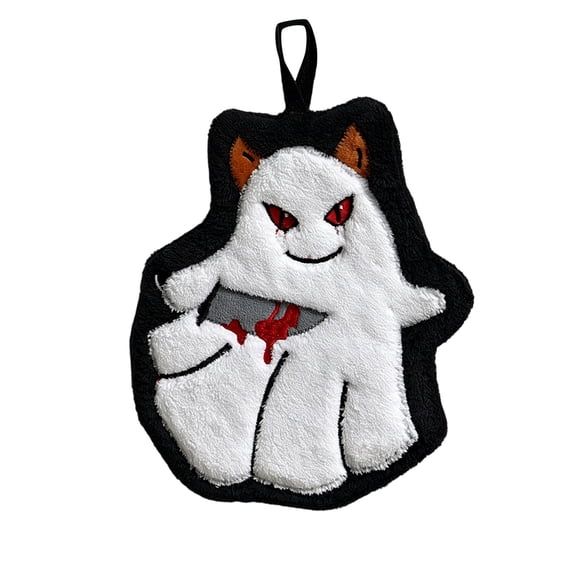 Halloween Hanging Hand Towel Demon Ghost Pattern Super Absorbent Dry Fleece Hand Towels with Loop for Home Kitchen Festive Decor
