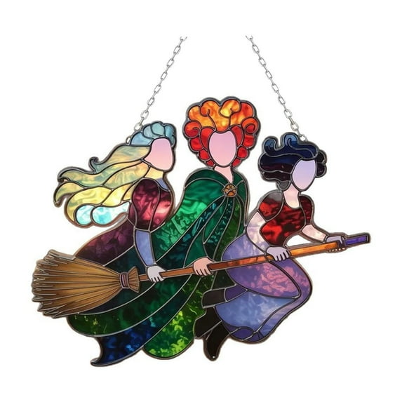 Halloween Hanging Hocus Pocus Decorations, Halloween Decoration Fall Hocus Pocus Flat Halloween Colored Window Hanging Acrylic Window Decoration, Creative Craft Pendant Home Decoration Hanging
