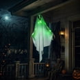 thumbnail image 1 of Halloween Hanging Light up Ghost, 28"x25" White Ghosts with Green LED Light Halloween Hanging Decoration for Front Yard Patio Lawn Garden Party Decor Indoor Outdoor(A), 1 of 7