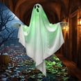 thumbnail image 1 of Halloween Hanging Light up Ghost, 28"x25" White Ghosts with Green LED Light Halloween Hanging Decoration for Front Yard Patio Lawn Garden Party Decor Indoor Outdoor(A), 1 of 7