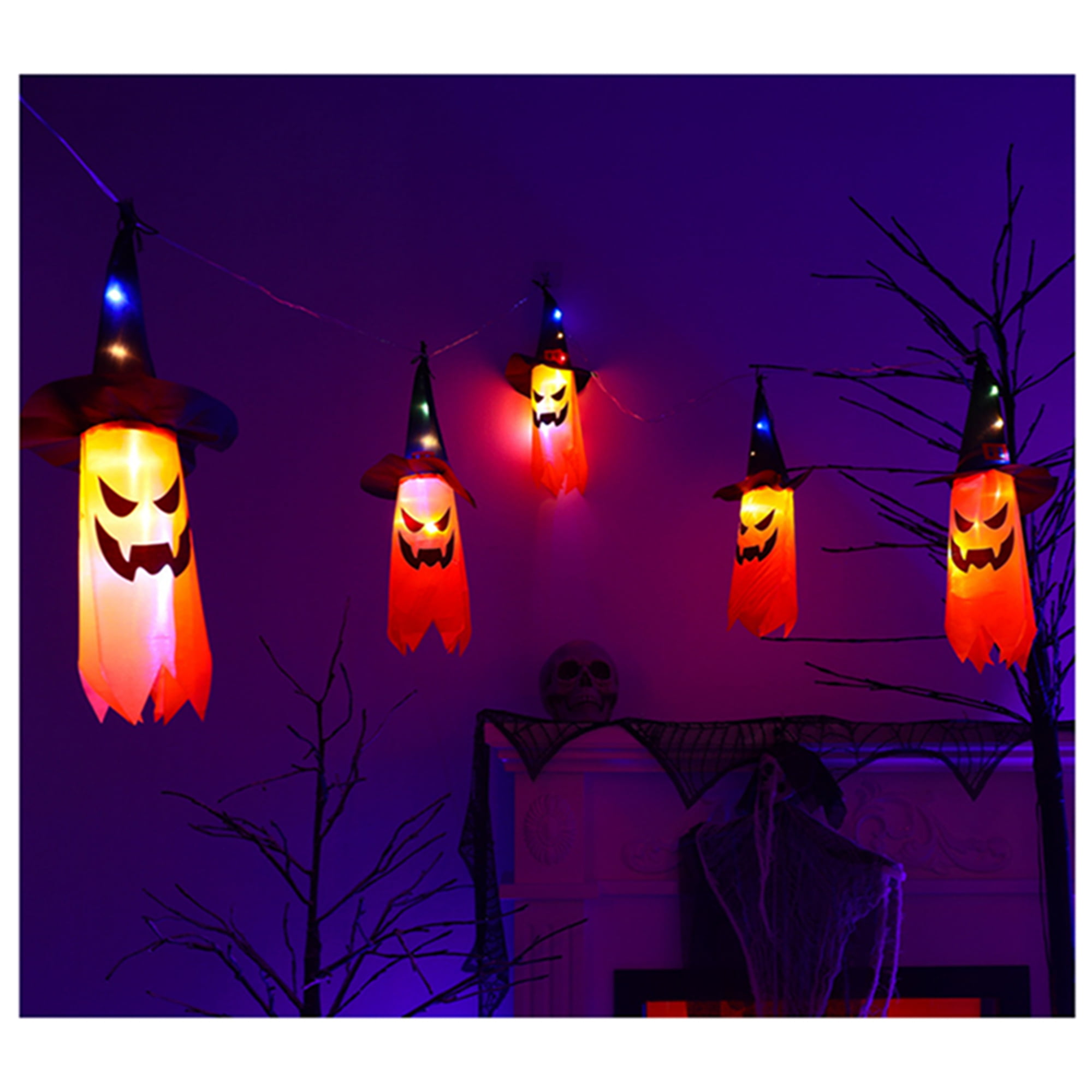 Halloween Hanging Lights Ghost Pumpkin String Lights Indoor Outdoor