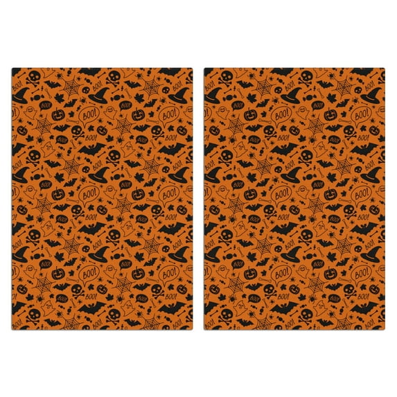 Halloween Hanging Loop Kitchen Towels Set of 2, Ghost Spider Web Design 18x26 Inch - Absorbent Fingertip Towels for Bathroom & Witch Castle, Orange Black Fast Dry