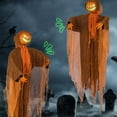 thumbnail image 1 of Halloween Hanging Luminous Pumpkin Ghost - Horror Animated Hanging Decorations with Spooky Sounds (Orange, Battery-Powered), 1 of 9