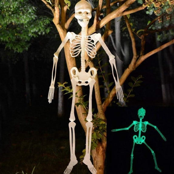 Halloween Hanging Luminous Skeleton Decorations, 60 Inch Full Body Glow-in-The-Dark Skeleton for Halloween Party Bar Wall Sticker Decorations Outdoor Yard Garden Hanging Ornaments Props
