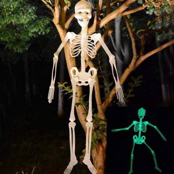 Halloween Hanging Luminous Skeleton Decorations, 60 Inch Full Body Glow-in-The-Dark Skeleton for Halloween Party Bar Wall Sticker Decorations Outdoor Yard Garden Hanging Ornaments Props