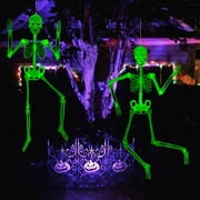 Halloween Hanging Luminous Skeleton Decorations, Full Body Glow-in-The-Dark Skeleton for Halloween Party Decorations Outdoor Yard Garden Hanging Ornaments Props