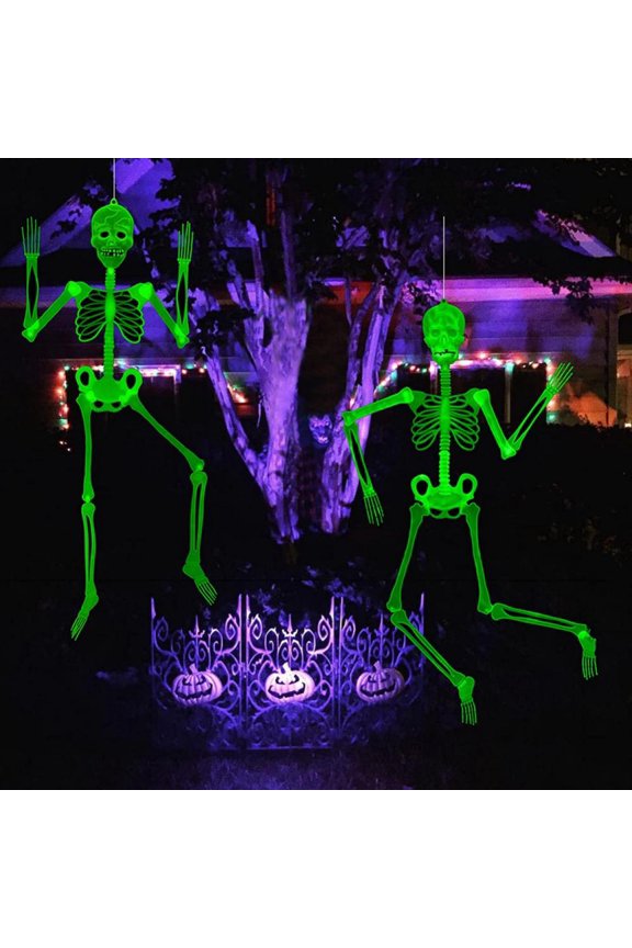 Halloween Hanging Luminous Skeleton Decorations, Full Body Glow-in-The-Dark Skeleton for Halloween Party Decorations Outdoor Yard Garden Hanging Ornaments Props