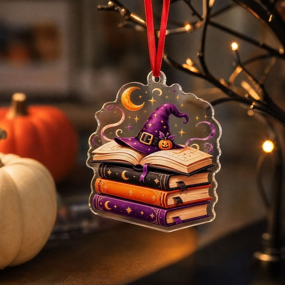 Halloween Hanging Ornament, Ghost Tree Ornaments,Acrylic Ghost Pendant with String, Spooky Miniature Ghost Hanging Signs for Halloween Tree Craft Decor,Holiday Party Favors