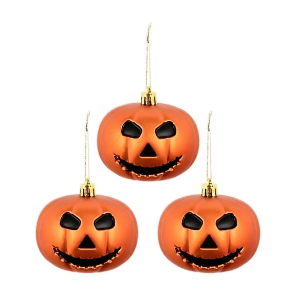 Halloween Hanging Ornaments, 3 Inch Matte Jack O Lantern Face Iridescent Pumpkin Halloween Christmas Tree Decorations, Perfect for Indoor Home Halloween Styling, Halloween Themed