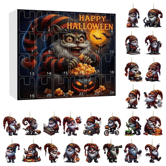 Halloween Hanging Ornaments, Halloween Countdown Calendar, Spooky Halloween Decorations for Home, Halloween Advent Calendar, 24 Day Countdown Blind Box with 24 Acrylic Hanging
