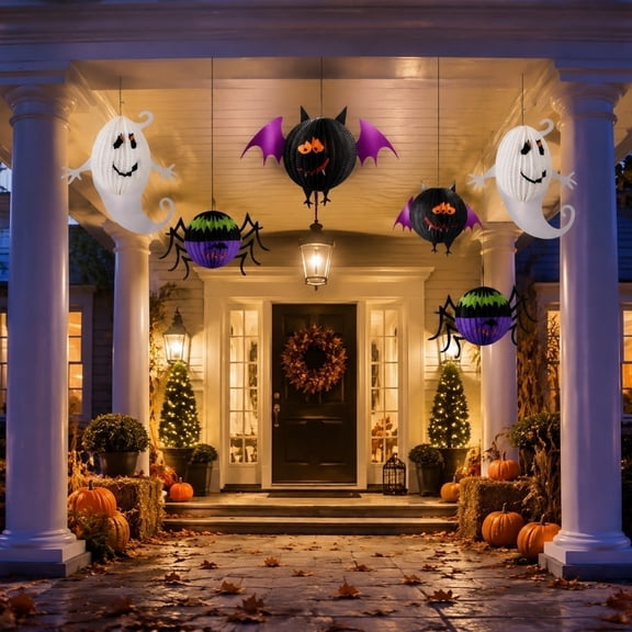 Halloween Hanging Paper Decor, Halloween Ghost Decorations, Hanging Halloween Decorations Outdoor, Halloween Classroom Decorations, 1 Pack Paper Ghost Hanging Lantern for Spooky