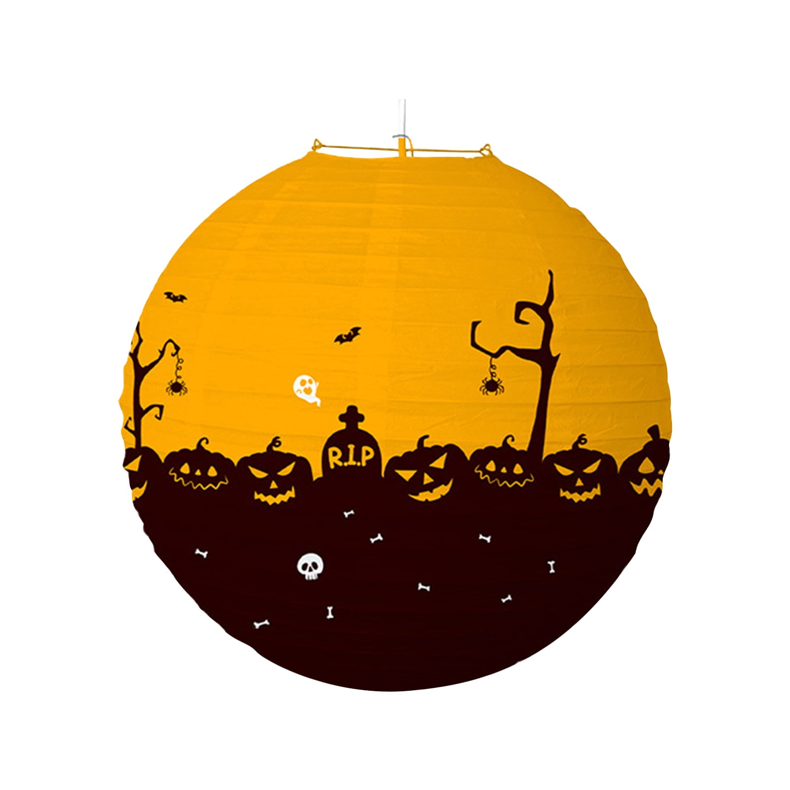 Halloween Hanging Paper Lantern Decoration Yellow Ghost Face Ghost