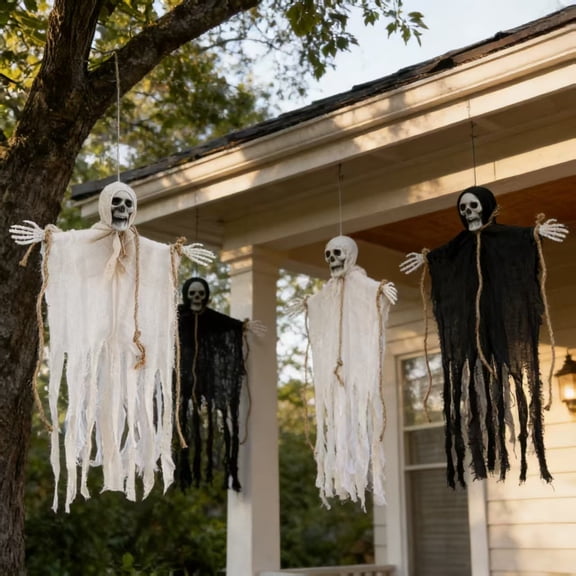 Halloween Hanging Props Set, Spooky Scene Setter Decorations, Wall Door Pendant for Party Supplies, Giant Props, Vintage House Backdrop Kit​, E