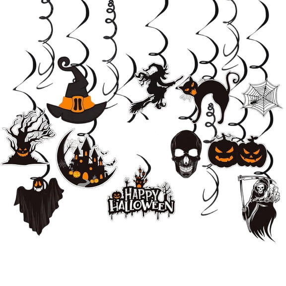 Halloween Hanging Swirl Decorations 12 Pack for Indoor and Outdoor Parties