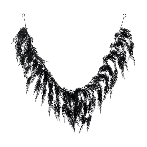 Halloween Hanging Vine Garland Realistic Artificial Foliage for Home Wall Door Mantel Halloween Scene Setting Indoor Decoration, Black, 5.91', 1pcs