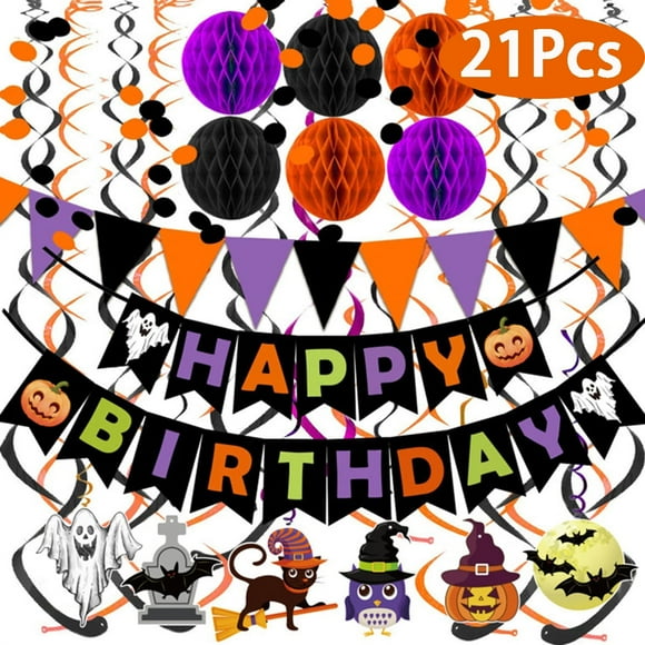 Halloween Happy Birthday Banner Decorations for Halloween Birthday Party Supplies