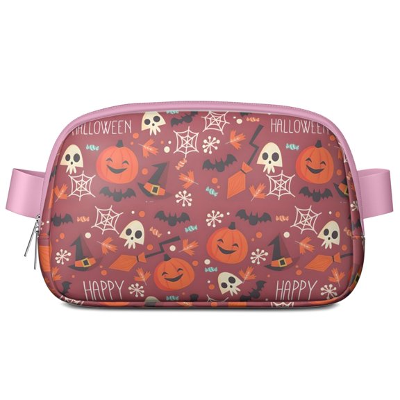 Halloween Happy Halloween Icons Cute Fanny Packs for Women,Travel Waterproof Crossbody Fanny Bags Waist Purse for Women Anti Theft Adjustable Strap for Running Travel Cycling