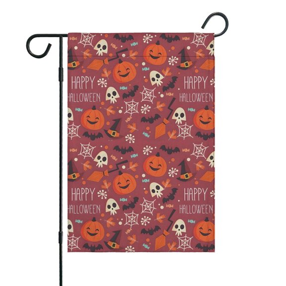 Halloween Happy Halloween Icons Fall Garden Flags 12.5"x18" Double Side,Small Yard Flags for Outside,Outdoor Fall Decor,Autumn Funny Garden Flag Yard Decoration