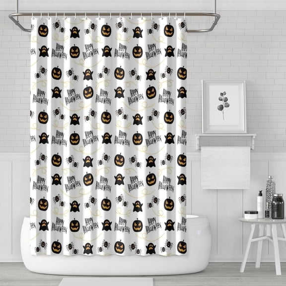 Halloween Happy Halloween Pumpkins and Spiders Shower Curtain 72"x72" ,Bathroom Decorative Shower Curtains Set with 12 Hooks,Modern Waterproof Washable Shower Curtain