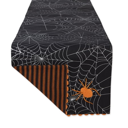 DII Halloween Happy Haunting Spooky Spider Reversible Table Runner 14x70"