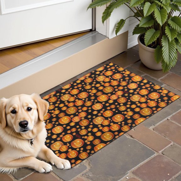 Halloween Happy Pumpkins Pattern Door Rugs,Washable Non Slip Door Mats Indoor,Decorative Door Mats,Entry Mat Indoor for Entrance,Bedroom,Kitchen,Bathroom,16"x24"