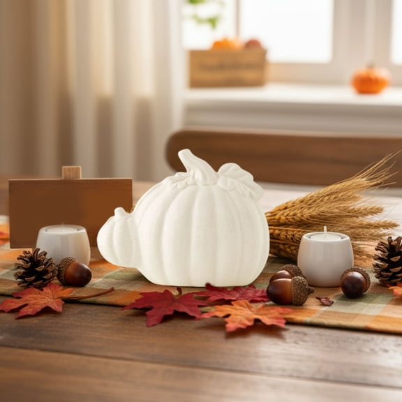 Halloween Harvests Festival Ceramic Pumpkin Minimalists Modern Desktop Entryway Decorative Ornament Office Living Room Art Pumpkin White