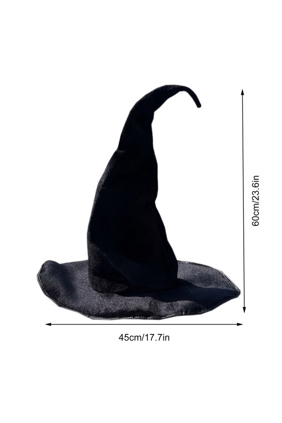 Halloween Hat Black Oxford Cloth Wizard HatHalloween Witch Hat Wide Brim Long Pointed Cap Black Large Hat For Masquerade Party Accessory