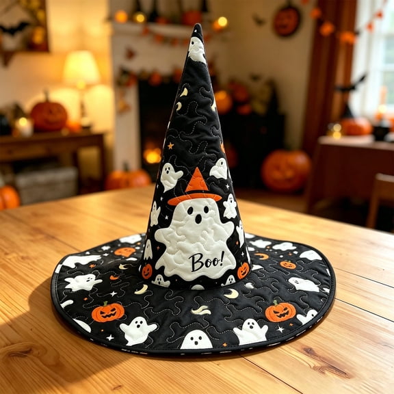 Halloween Hats For Adult Pumpkin Printed Party Hats Lightweight Quilted Wide Brim Headwear Spooky Holiday Costume Accessory