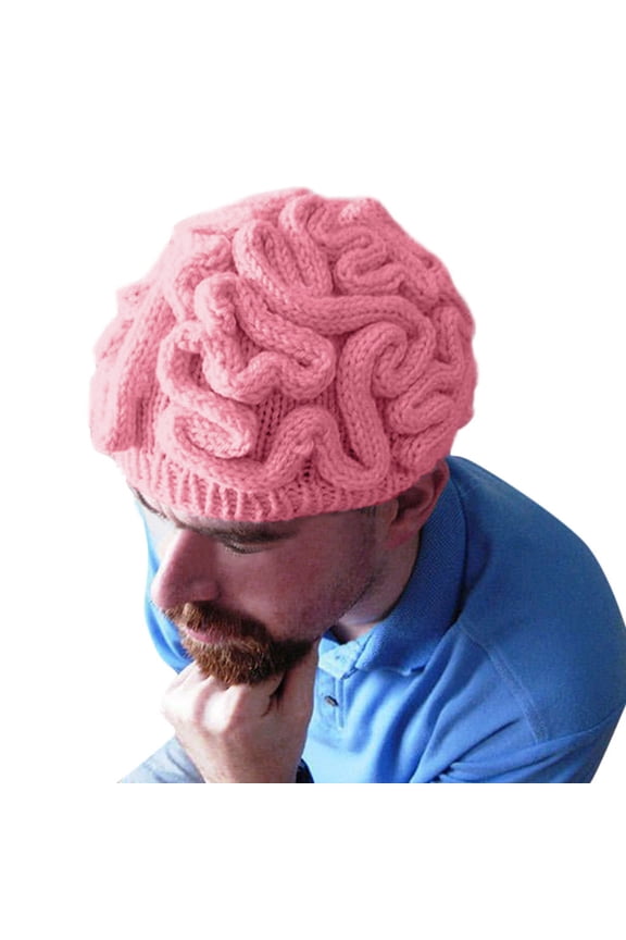 Halloween Hats Unique Brain Shaped Beanie Cap for Kids and Adults Holiday Party Daily Funny Head Accessory