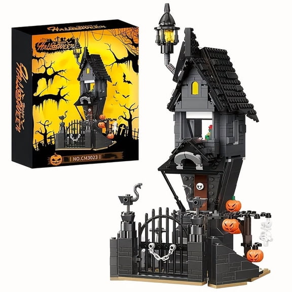 Halloween Haunted House Building Blocks, Architectural Style Decorative Items, Halloween Decor, Spooky Setup, Horror Theme, Eerie Decor, Durable Construction, Detailed Model, Scene Props