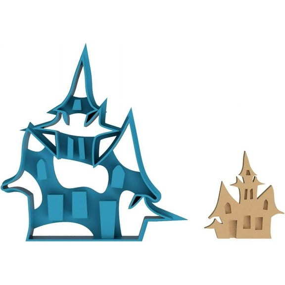 Halloween Haunted House Cookie Cutter - Holiday Mansion Creepy Spooky Ghost Zombie Vampire Bat (0035) (7 Inch)