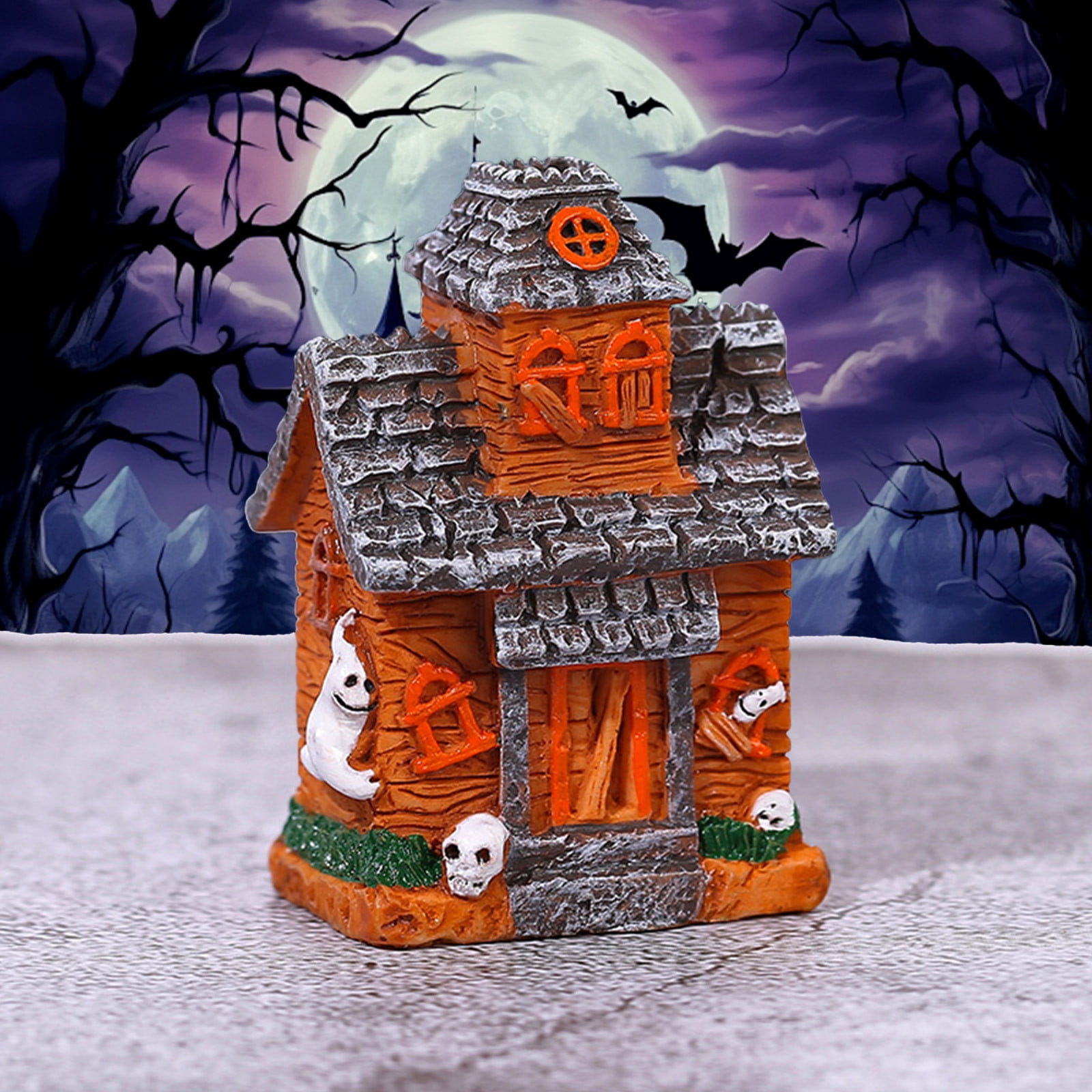 Halloween Haunted House Resin Figurine, Modern Style Miniature